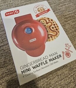 Dash Gingerbread Man Mini Waffle Maker - Red